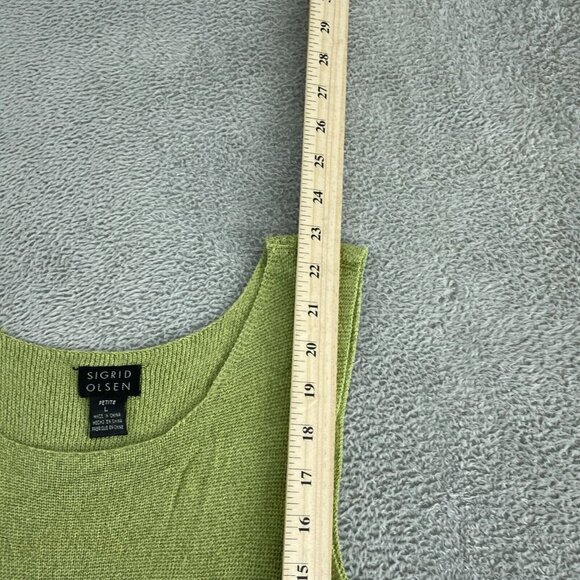 Sigrid Olsen Womens Petite L Green Sleeveless Knit Top 5054 - Picture 6 of 8